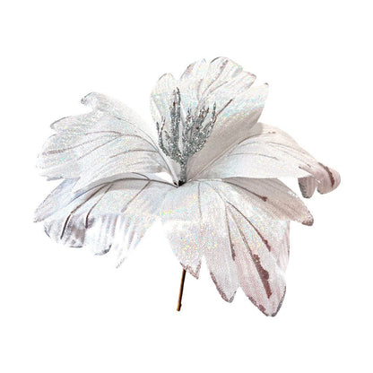 Flor Navideña Poinsettia 33 Cm Silver - Montefiori Christmas - Titan.com.pa - 7453121094503