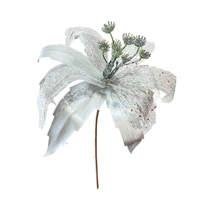 Flor Navideña Poinsettia 36 Cm Silver - Montefiori Christmas - Titan.com.pa - 7453121089134