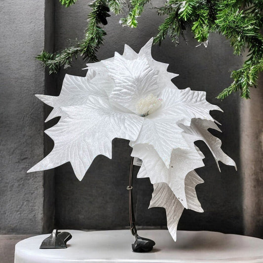 Flor Navideña Poinsettia 46 Cm White - Montefiori Christmas - Titan.com.pa - 7453121084078