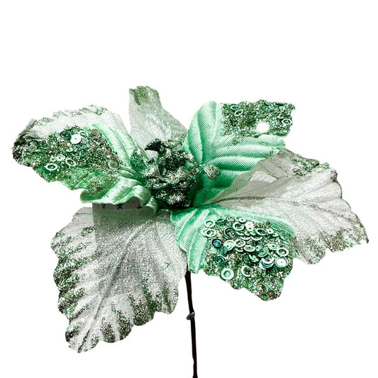 Flor Poinsettia 15 CM Menta - Montefiori Christmas