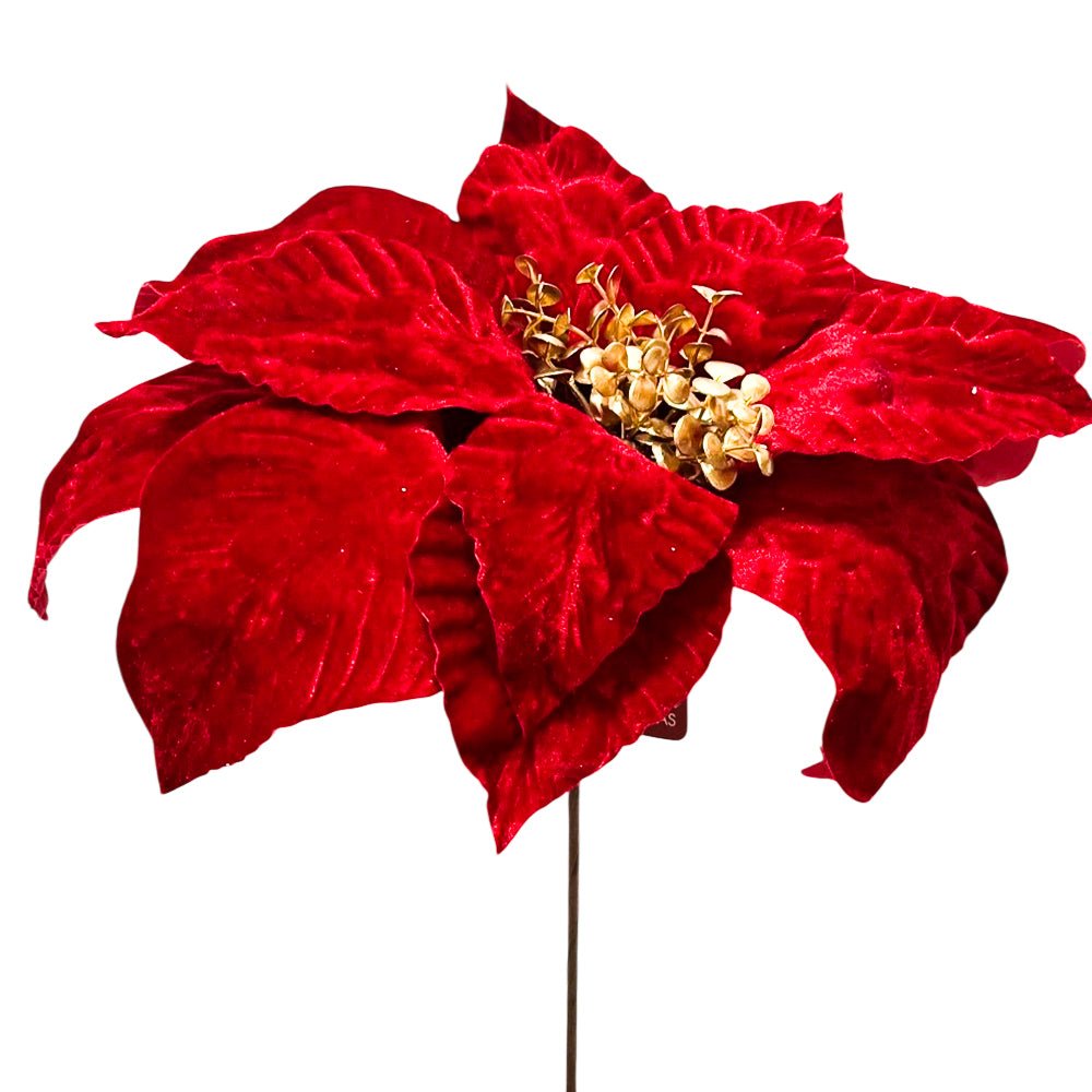Flor Poinsettia 51 CM Rojo/Dorado - Montefiori Christmas