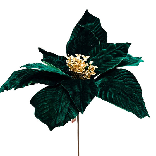 Flor Poinsettia 51 CM Verde/Dorado - Montefiori Christmas