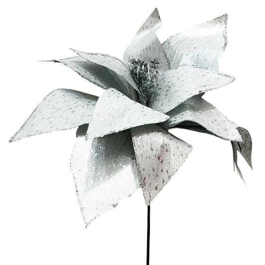 Flor Poinsettia Plateado 31 CM - Montefiori Christmas