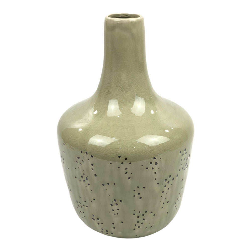 Florero Decorativo de Cerámica 30 cm x 19 cm - Verde oliva oscuro