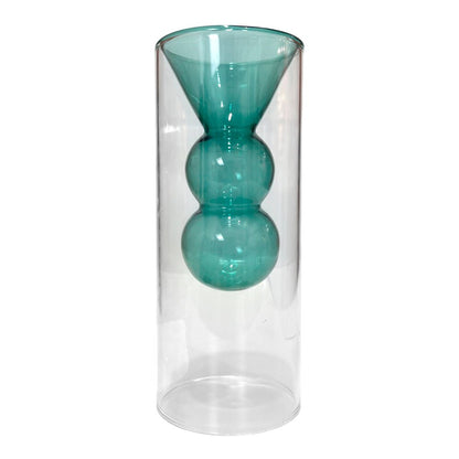 Florero Decorativo Home Elegance de Vidrio / Clear con Centro Azul / 8" x 3" - Home Elegance - Titan.com.pa - 2100000921164