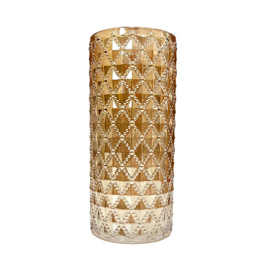 Florero decorativo de vidrio Home Elegance con diseño cilíndrico.