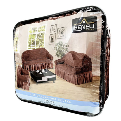 Forro De Sofá Beneli Home Set 3 Pzas Chocolate - Beneli Home - Titan.com.pa - 7453129420106