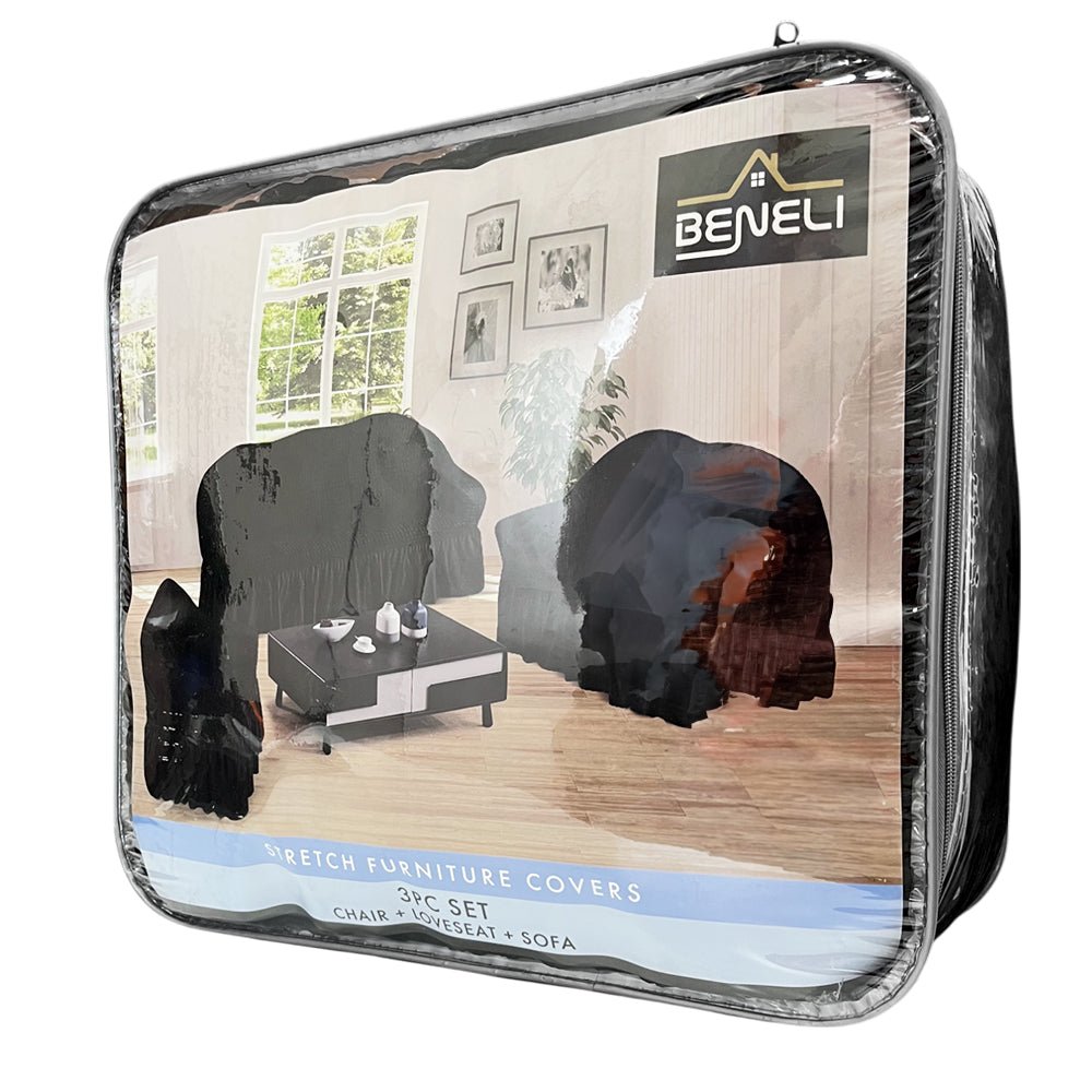 Forro De sofá Beneli Home Set De 3 Pzas Negro - Beneli Home - Titan.com.pa - 7453129420113