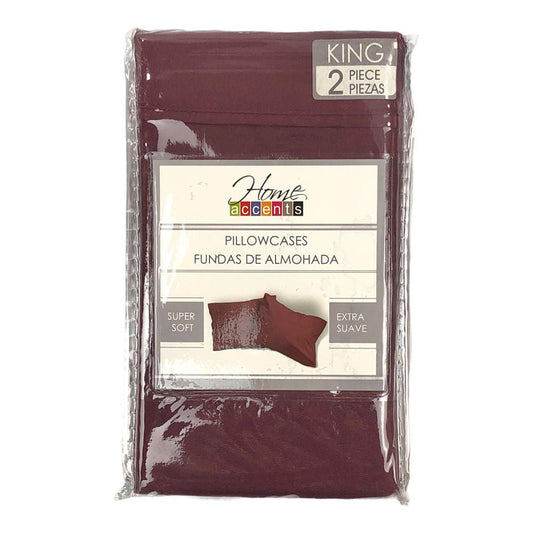Fundas para Almohada Home Accents 2 Piezas - King - Rojo Vino