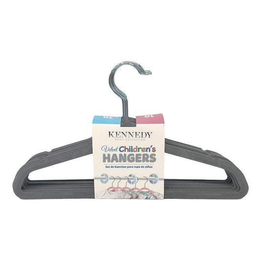 Gancho Ropa Kennedy Home 10Pz Velvet Grey Infantil