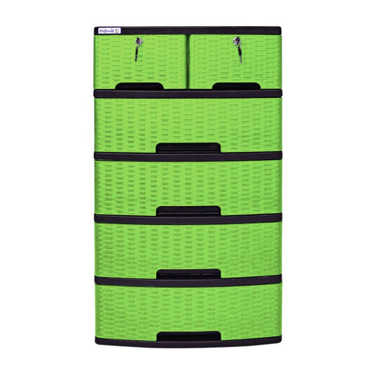 Gavetero Plastimás de 5 Niveles / Con Llave / 6 Gavetas	/ Rattan Verde Eléctrico