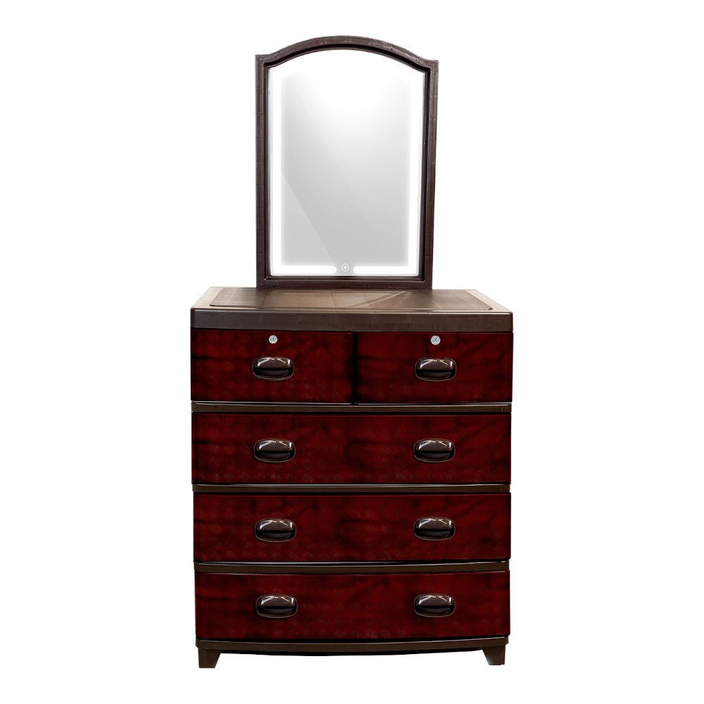 Gavetero Supremo Plastimás / 4 Niveles / Madera Cerezo/ Con Espejo - Plastimas - Titan.com.pa - 7424628505601