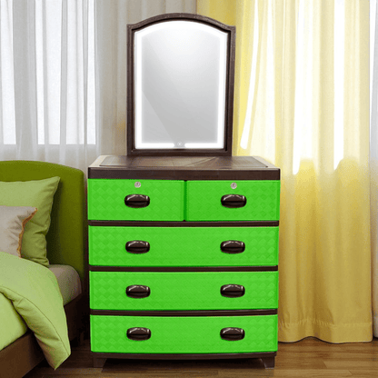Gavetero Supremo 4N C/Espejo LED. Color verde. Organiza con estilo en Titán Panamá.