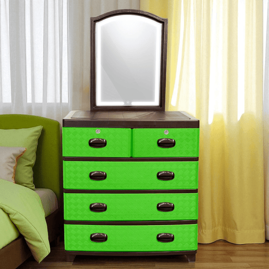 Gavetero Supremo 4N C/Espejo LED. Color verde. Organiza con estilo en Titán Panamá.