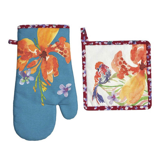 Guante y Agarrador De Cocina Home Expressions Botanical 2 Piezas