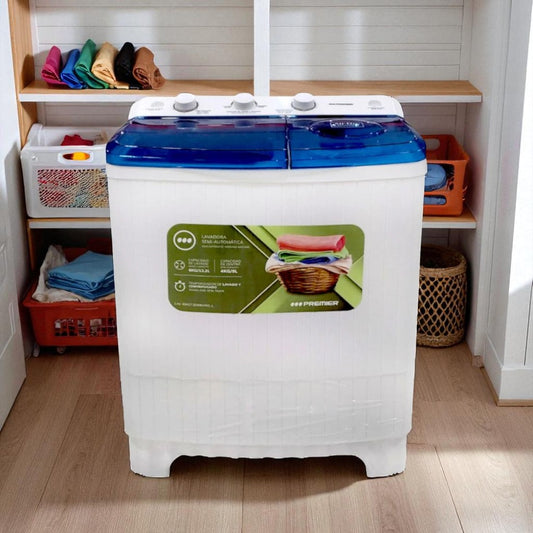 Lavadora Semi-Automática Premier de 6 Kg -Blanca/Tapa Azul