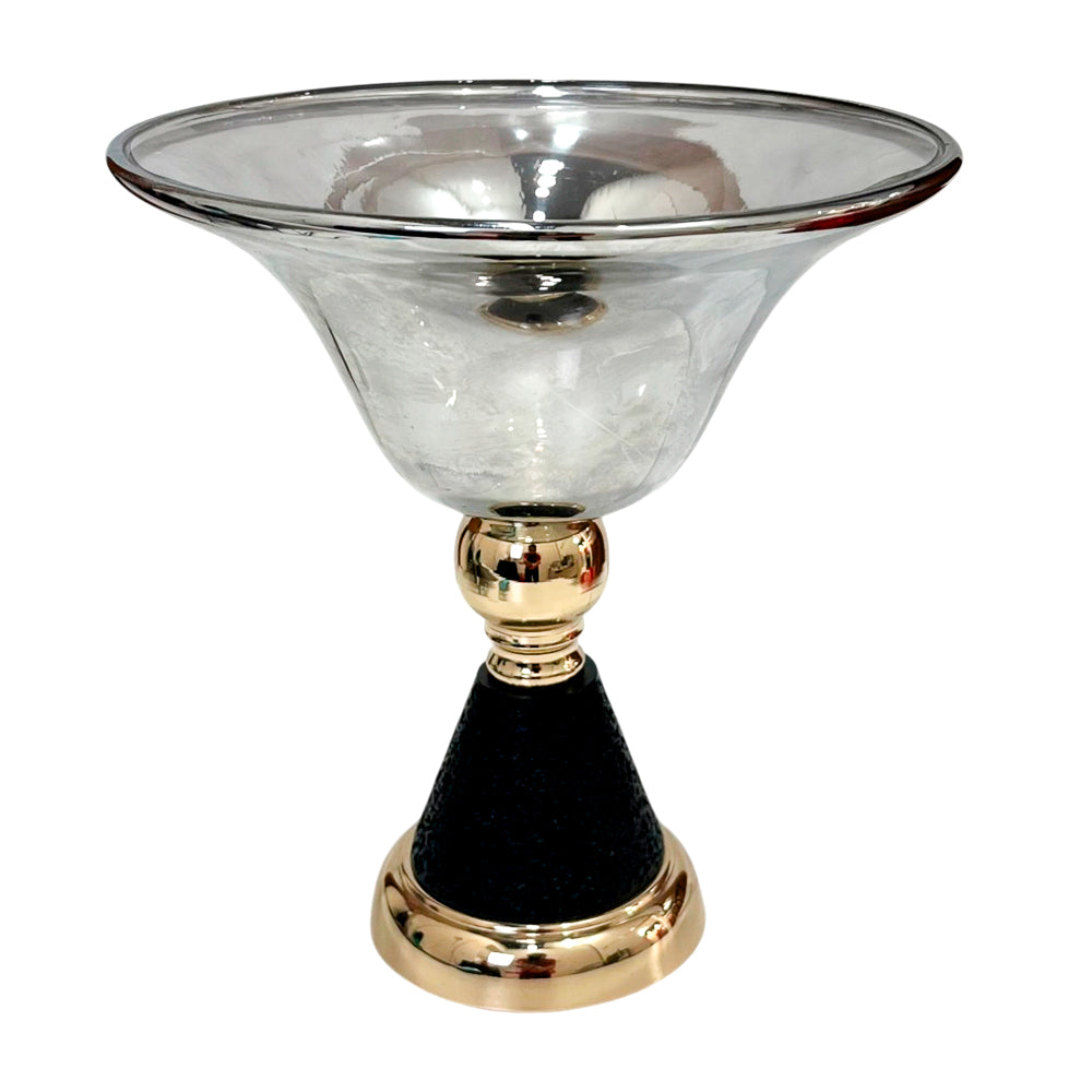 Centro de mesa Montefiori de metal y vidrio de 27 cm.