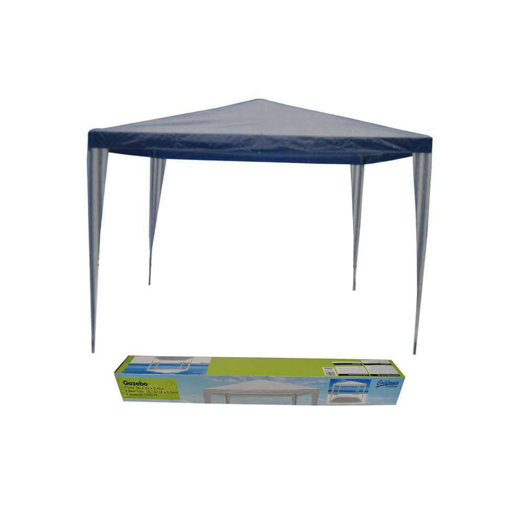 Gazebo California Outdoor Azul Tubos de Metal 3 m x 3 m x 2.5 m