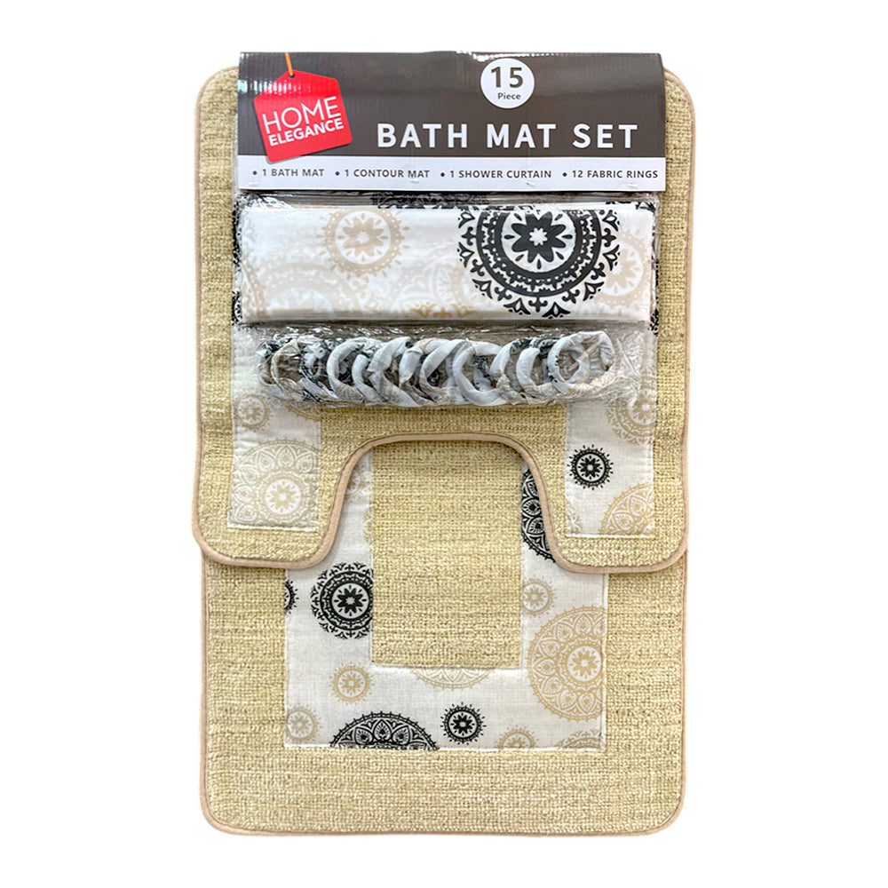 Juego De Alfombra De Baño Set De 15 Piezas Home Elegance Surtido