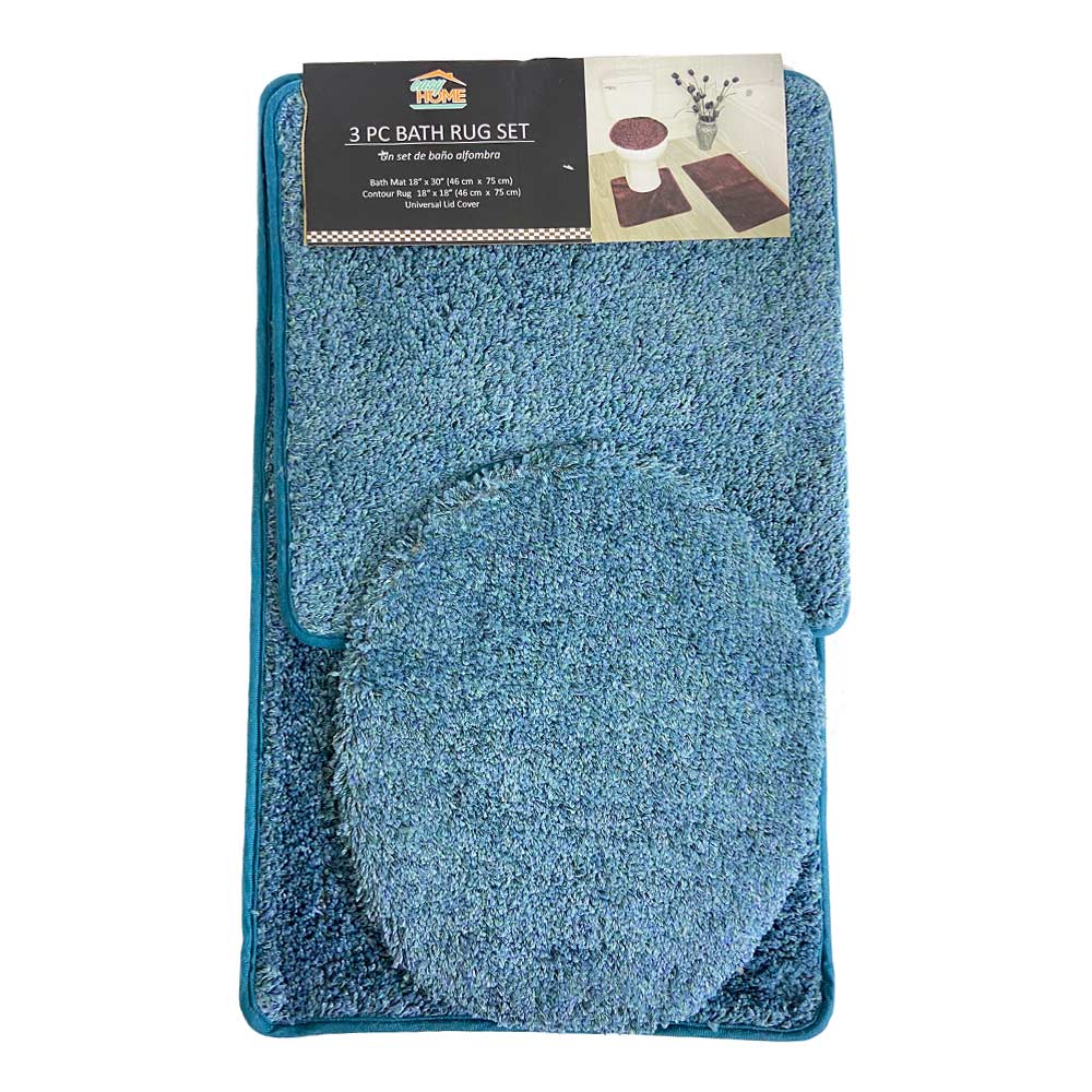 Alfombra de Baño Easy Home Layla 3 Piezas - Aguamarina oscuro