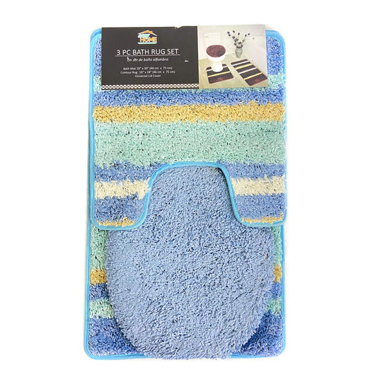Alfombra de Baño Easy Home Abby 3 Piezas - Azul claro