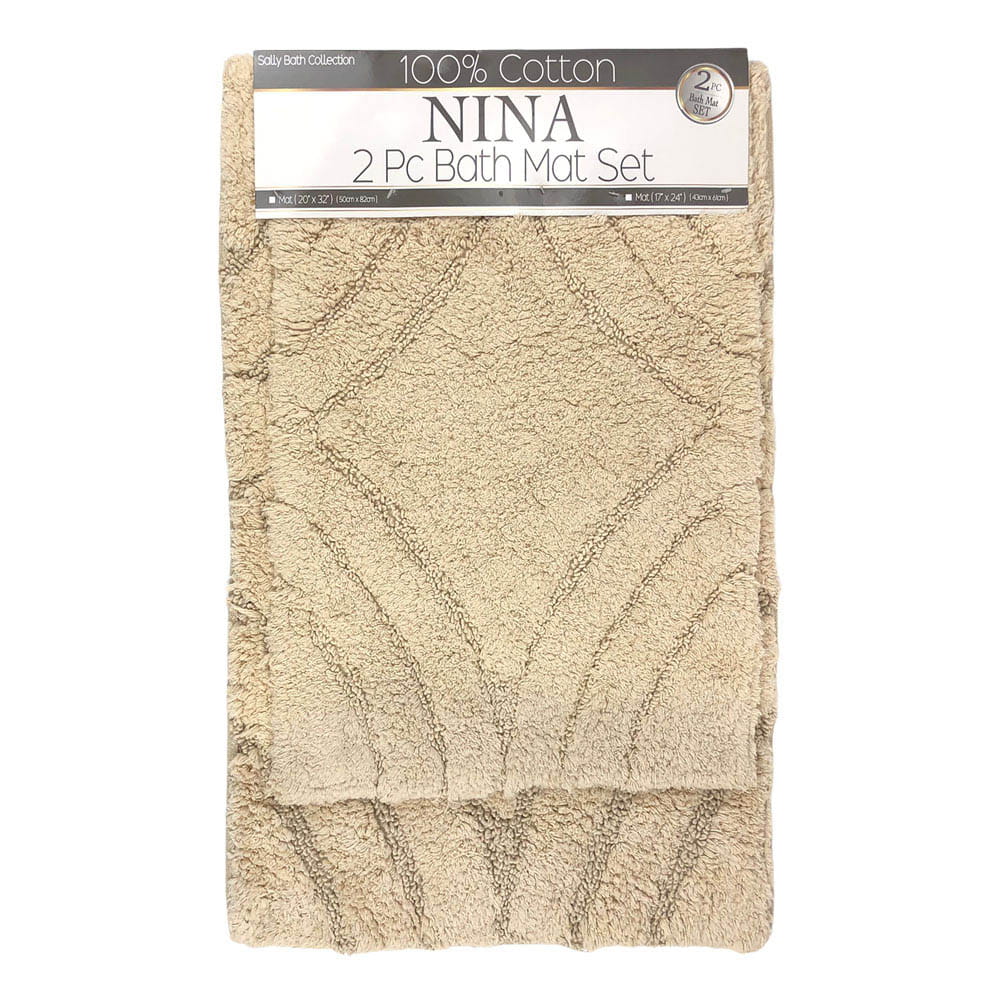 Alfombra de Baño Sally Textile 2 Piezas - Beige Oscuro