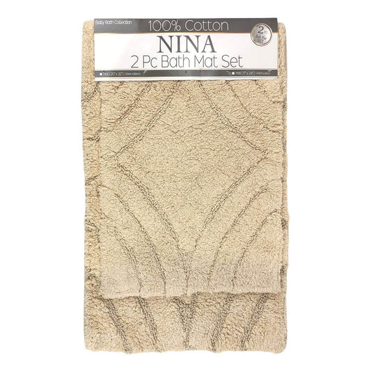 Alfombra de Baño Sally Textile 2 Piezas - Beige Oscuro