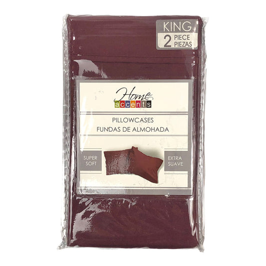 Fundas para Almohada Home Accents 2 Piezas - King - Rojo Vino