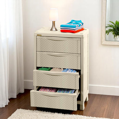 Armario Cajonero Rimax / Textura Rattan / Taupe