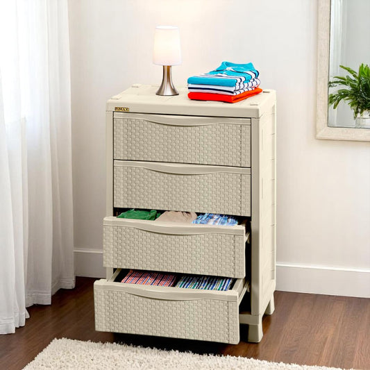 Armario Cajonero Rimax / Textura Rattan / Taupe
