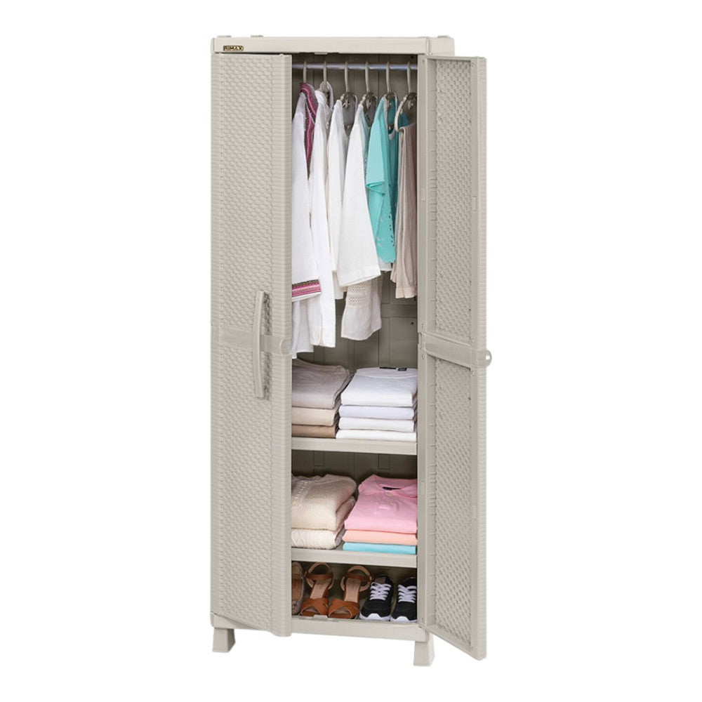 Armario Para Ropa Rimax - 2 Entrepaños / Textura Rattan / Taupe