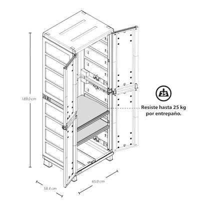 Armario Plástico Barú Rimax Para Ropa / Taupe