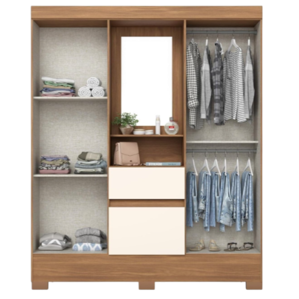 Closet MDF 4 Puertas 2 Gavetas NTL/Blanco