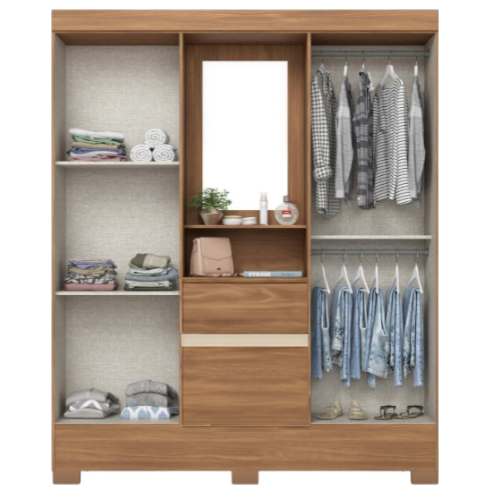 Closet MDF 4 Puertas 2 Jequitiba Brilho