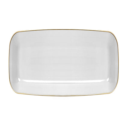 Bandeja Rectangular Para Servir Lillian / 18" x 11.2" / 2 Piezas / Blanca-Gold