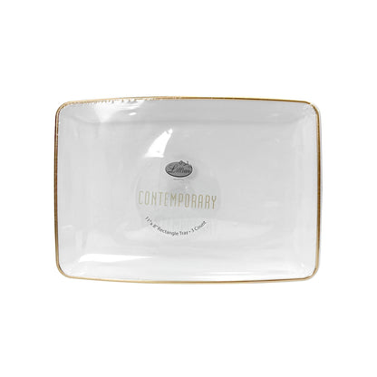 Bandeja Rectangular Para Servir Lillian / 11" x 8" / 3 Piezas / Blanca-Gold