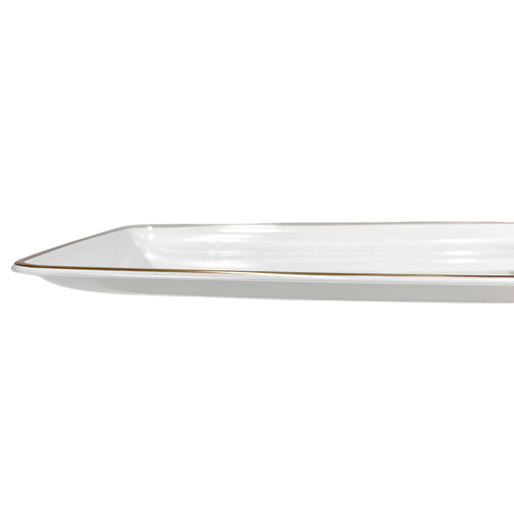Bandeja Rectangular Para Servir Lillian / 11" x 8" / 3 Piezas / Blanca-Gold