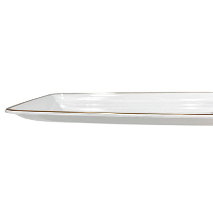 Bandeja Rectangular Para Servir Lillian / 11" x 8" / 3 Piezas / Blanca-Gold