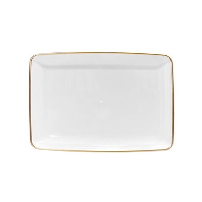 Bandeja Rectangular Para Servir Lillian / 11" x 8" / 3 Piezas / Blanca-Gold