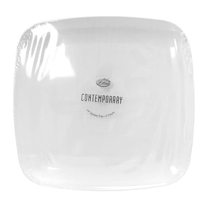 Bandeja Cuadrada Para Servir de Plástico Lillian 14" / 2 Piezas / Blanco