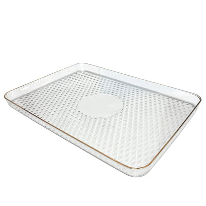 Bandeja Plástica Clear Home Elegance 42 cm con Borde Dorado