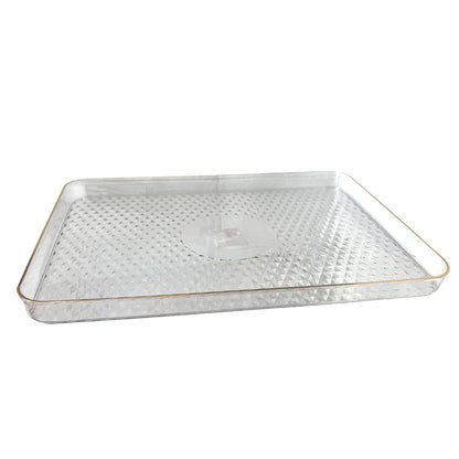 Bandeja Plástica Clear Home Elegance 42 cm con Borde Dorado