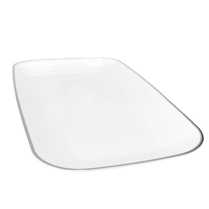 Bandeja Rectangular Para Servir Lillian / 18" x 11.2" / 2 Piezas / Blanca-Silver