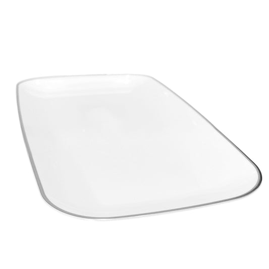Bandeja Rectangular Para Servir Lillian / 18" x 11.2" / 2 Piezas / Blanca-Silver