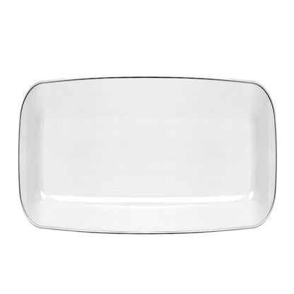 Bandeja Rectangular Para Servir Lillian / 18" x 11.2" / 2 Piezas / Blanca-Silver