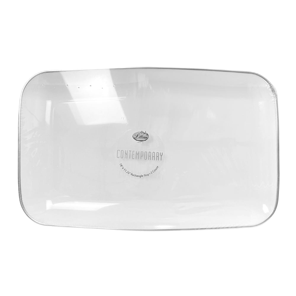 Bandeja Rectangular Para Servir Lillian / 18" x 11.2" / 2 Piezas / Blanca-Silver