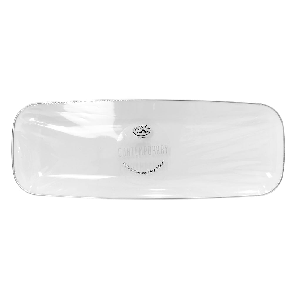 Bandeja Rectangular Para Servir Lillian 18" x 7" / 2 Piezas / Blanco-Silver