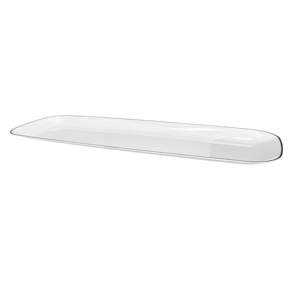 Bandeja Rectangular Para Servir Lillian 18" x 7" / 2 Piezas / Blanco-Silver