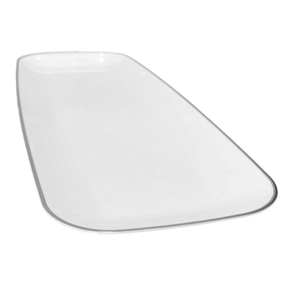 Bandeja Rectangular Para Servir Lillian 18" x 7" / 2 Piezas / Blanco-Silver
