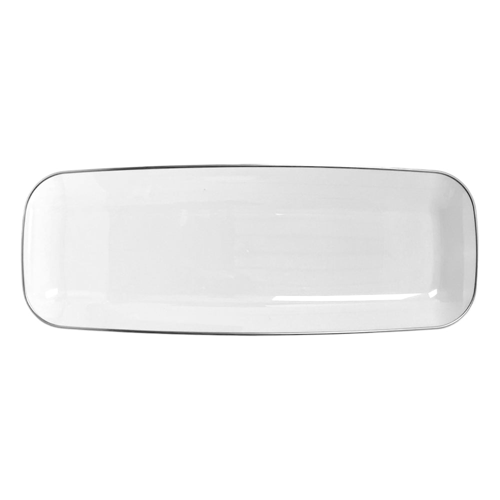 Bandeja Rectangular Para Servir Lillian 18" x 7" / 2 Piezas / Blanco-Silver